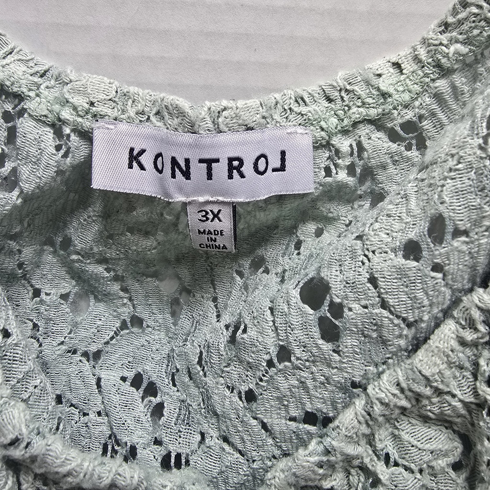 Women's Light Green Mint Kontrol Lace Top 3XL